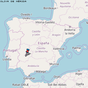 Oliva de Mérida Karte Spanien