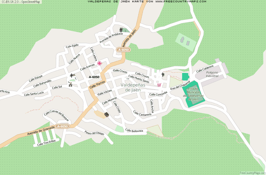 Karte Von Valdepeñas de Jaén Spanien