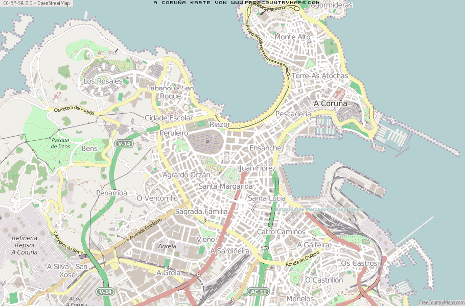 Karte Von A Coruña Spanien