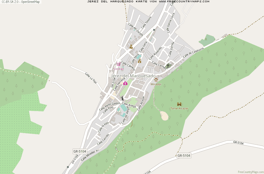 Karte Von Jerez del Marquesado Spanien