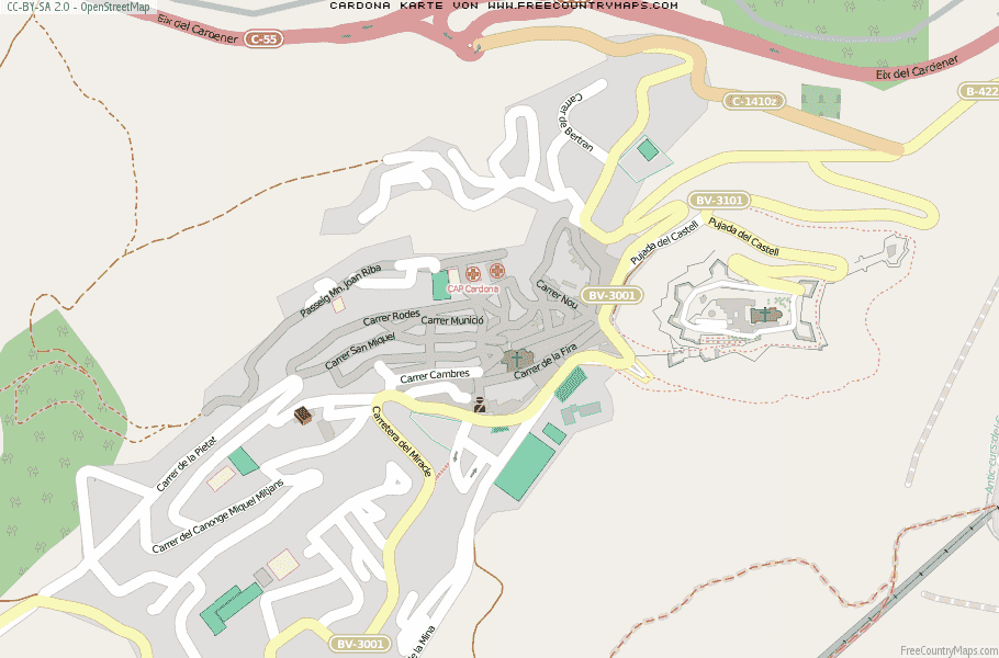 Karte Von Cardona Spanien