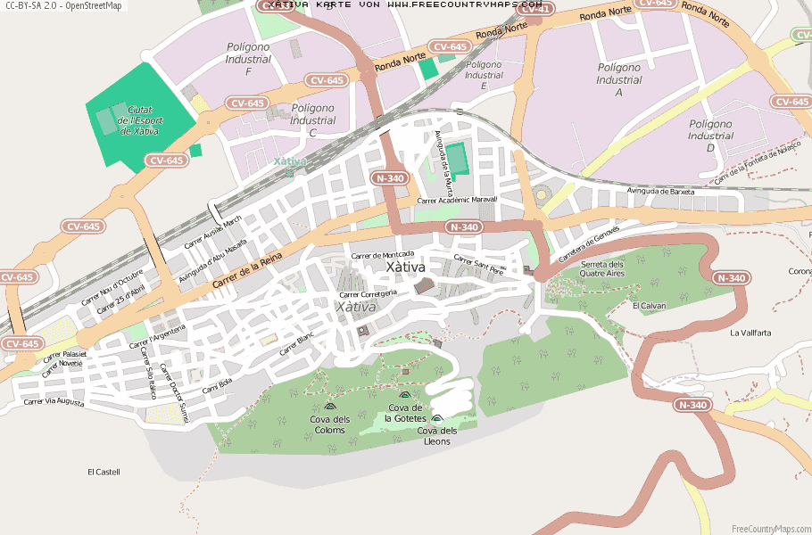 Karte Von Xàtiva Spanien