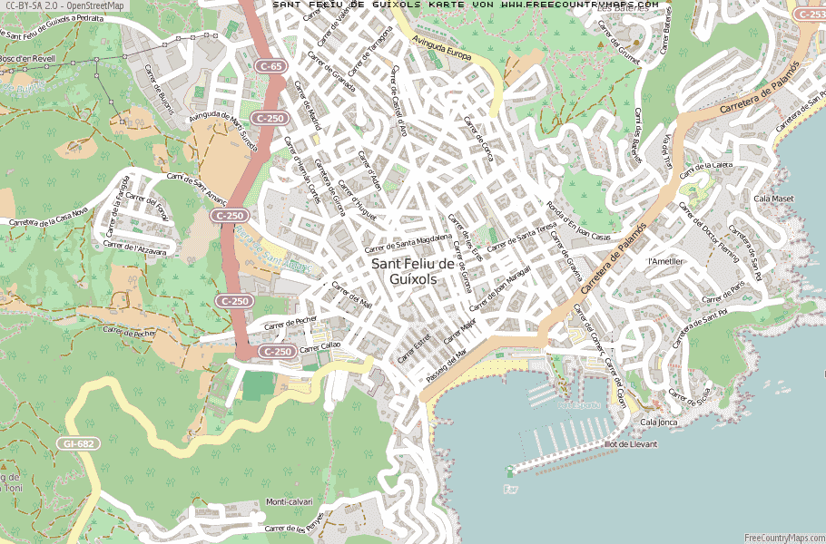 Karte Von Sant Feliu de Guíxols Spanien