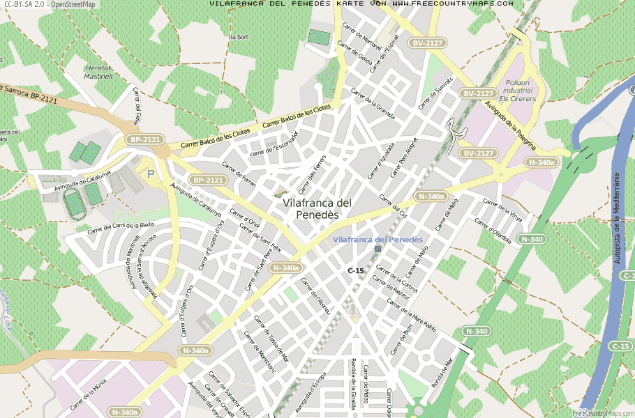 Karte Von Vilafranca del Penedès Spanien