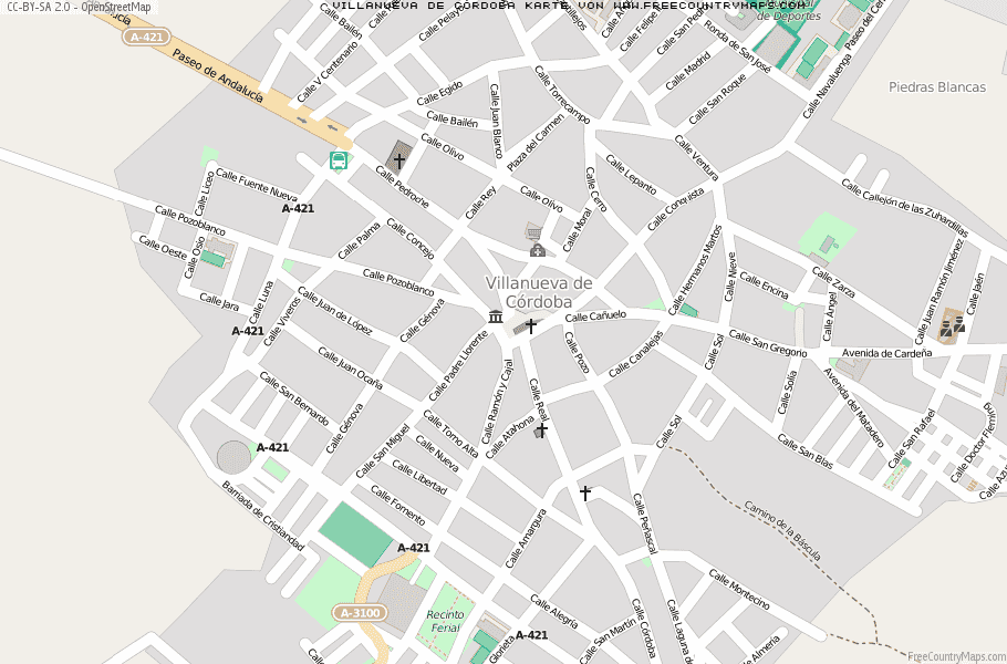 Karte Von Villanueva de Córdoba Spanien