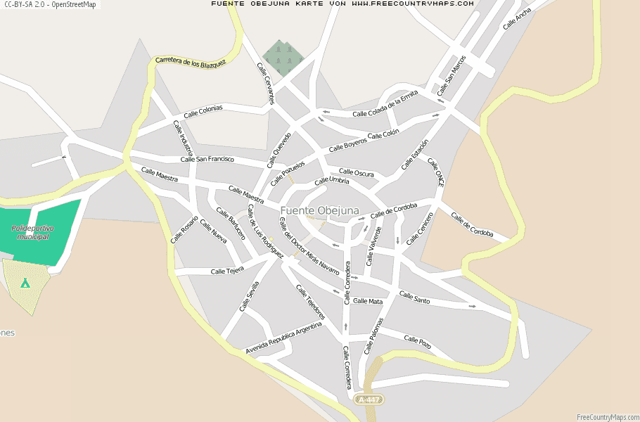 Karte Von Fuente Obejuna Spanien