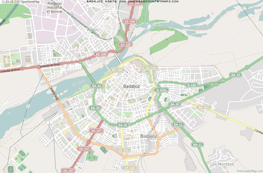 Karte Von Badajoz Spanien