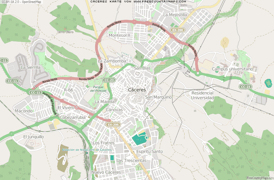Karte Von Cáceres Spanien