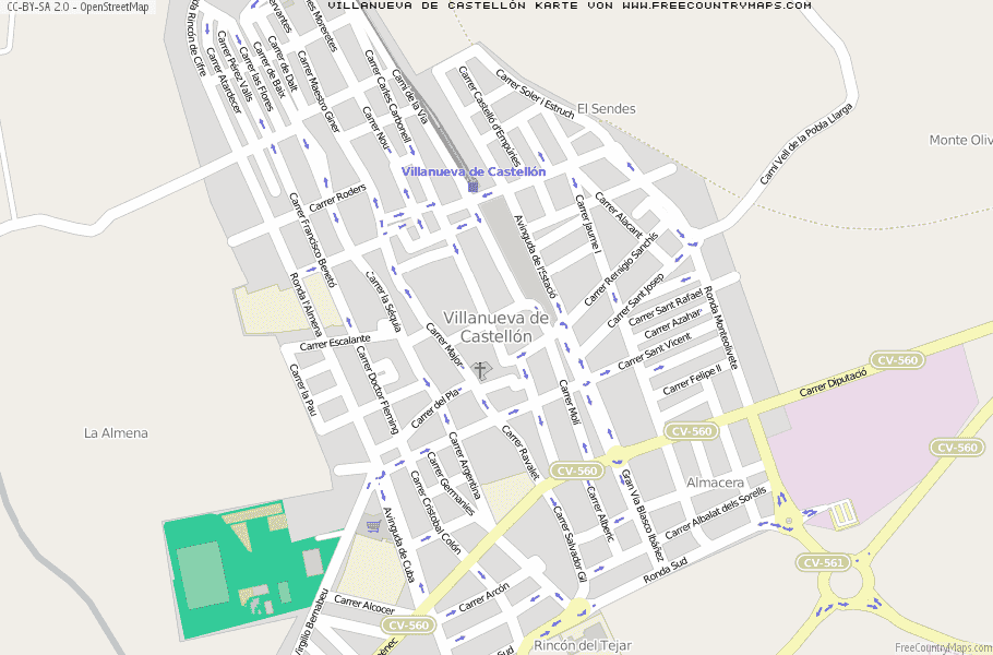 Karte Von Villanueva de Castellón Spanien