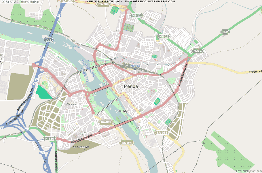 Karte Von Mérida Spanien