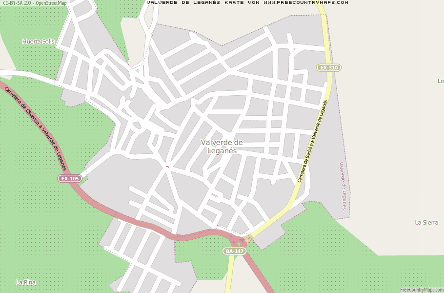 Karte Von Valverde de Leganés Spanien