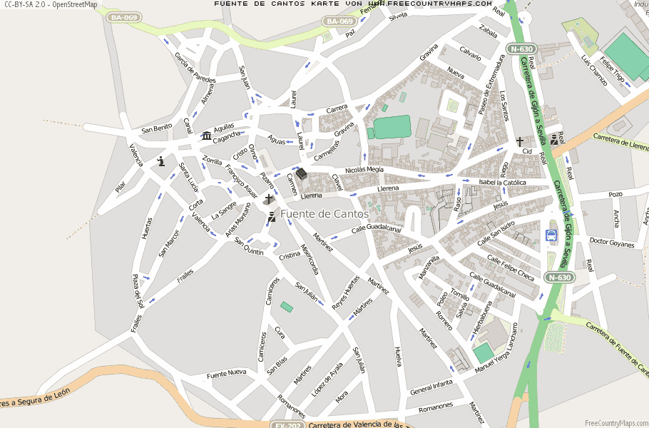 Karte Von Fuente de Cantos Spanien
