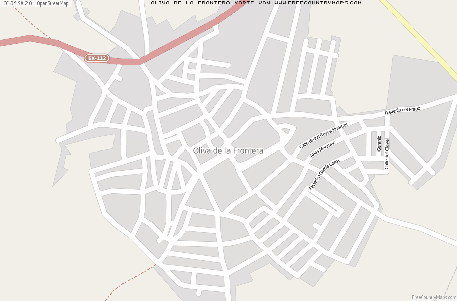 Karte Von Oliva de la Frontera Spanien