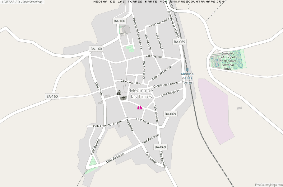 Karte Von Medina de las Torres Spanien
