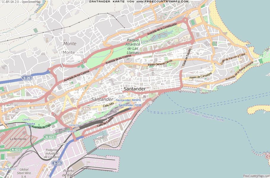 Karte Von Santander Spanien