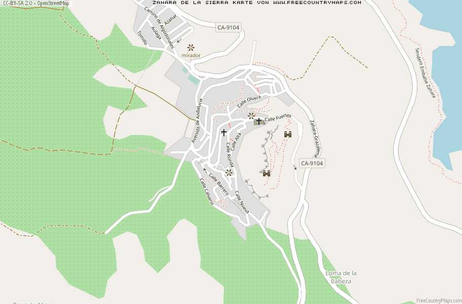 Karte Von Zahara de la Sierra Spanien