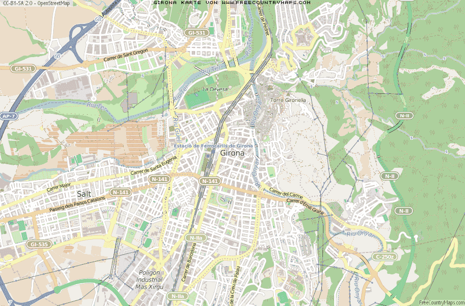 Karte Von Girona Spanien