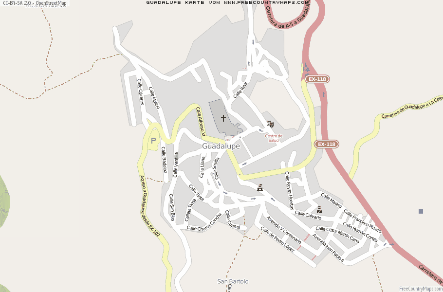 Karte Von Guadalupe Spanien