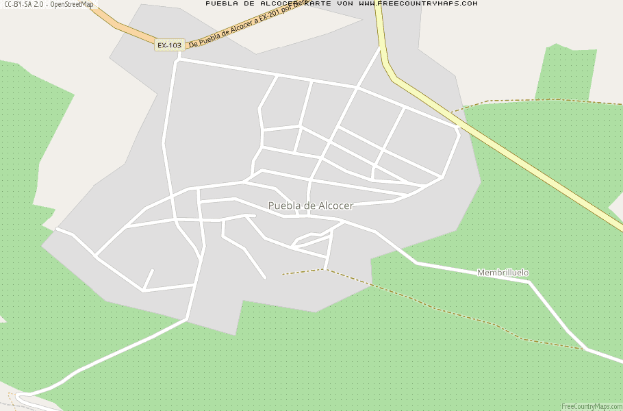 Karte Von Puebla de Alcocer Spanien
