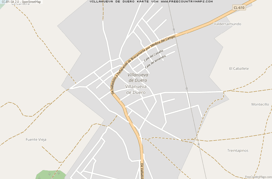 Karte Von Villanueva de Duero Spanien
