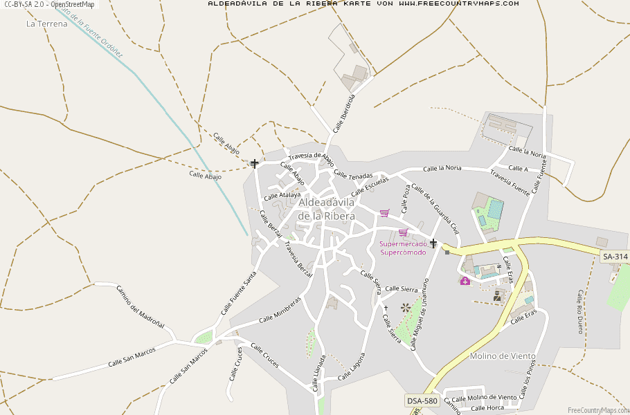 Karte Von Aldeadávila de la Ribera Spanien