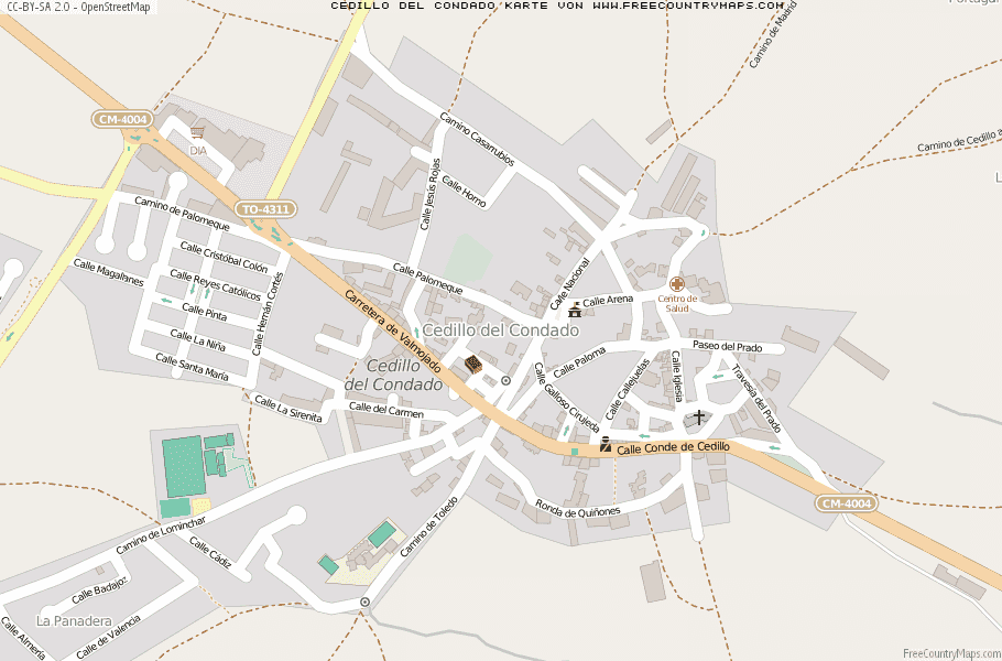 Karte Von Cedillo del Condado Spanien