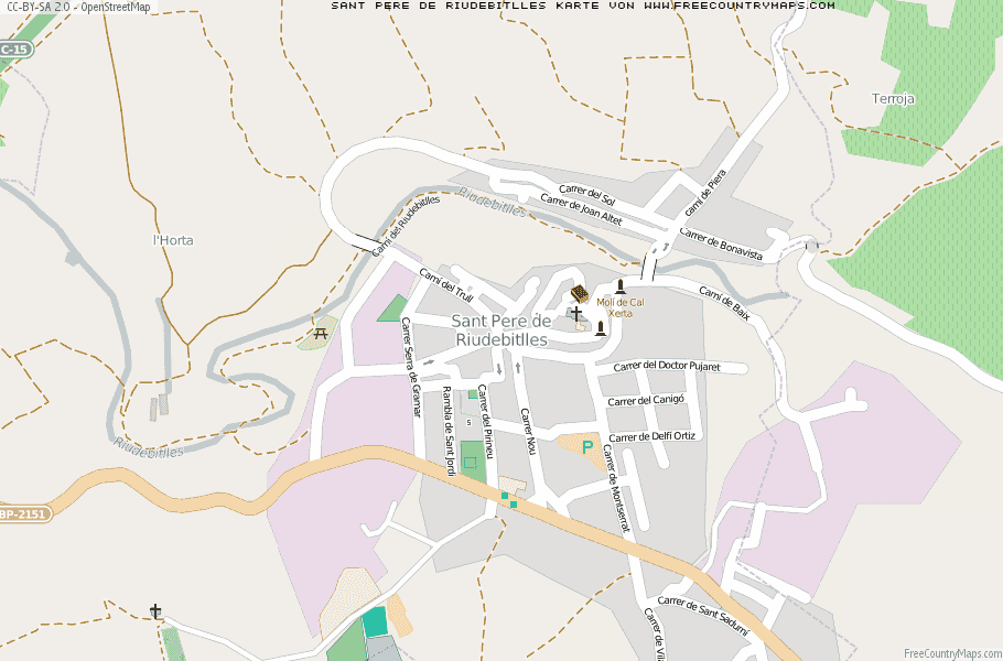 Karte Von Sant Pere de Riudebitlles Spanien