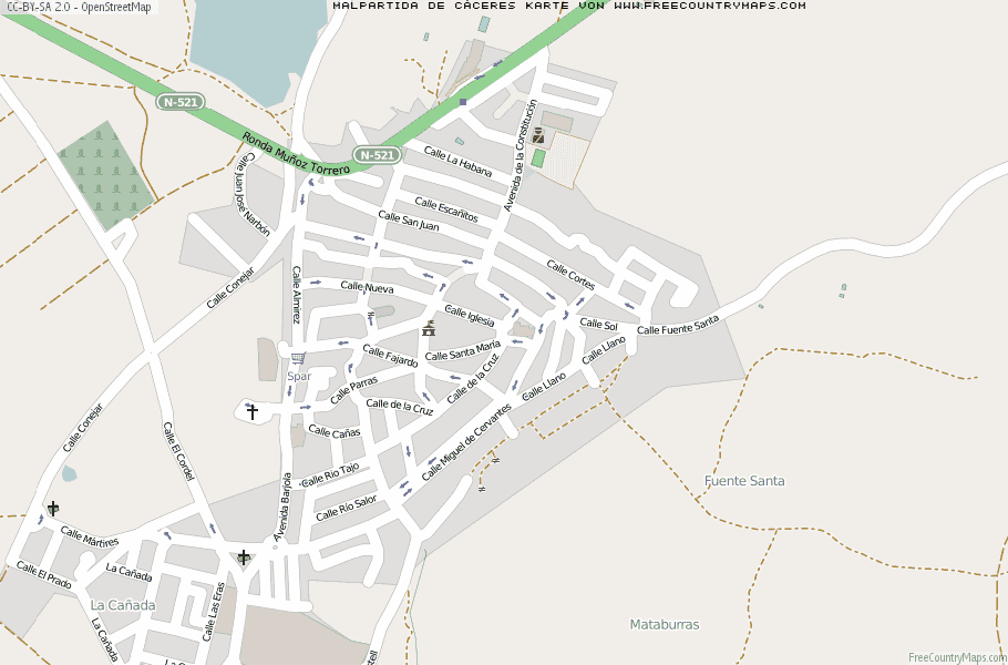 Karte Von Malpartida de Cáceres Spanien