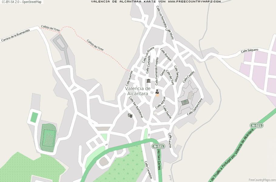 Karte Von Valencia de Alcántara Spanien