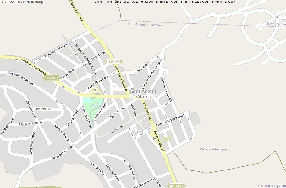 Karte Von Sant Antoni de Vilamajor Spanien