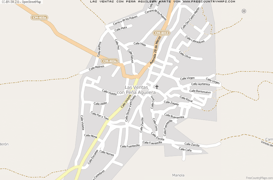 Karte Von Las Ventas con Peña Aguilera Spanien