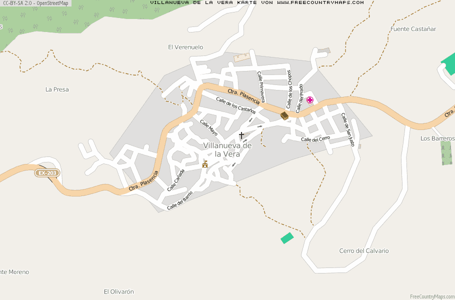 Karte Von Villanueva de la Vera Spanien