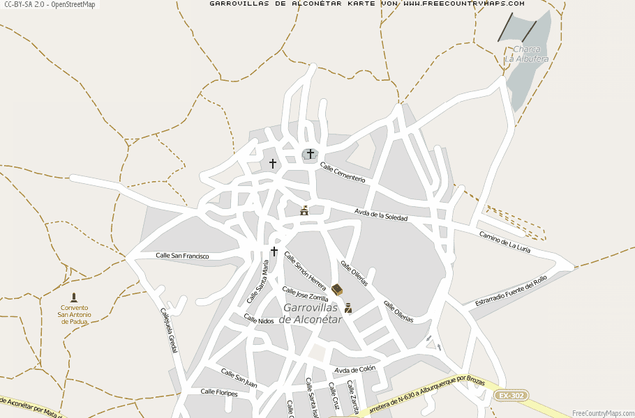 Karte Von Garrovillas de Alconétar Spanien