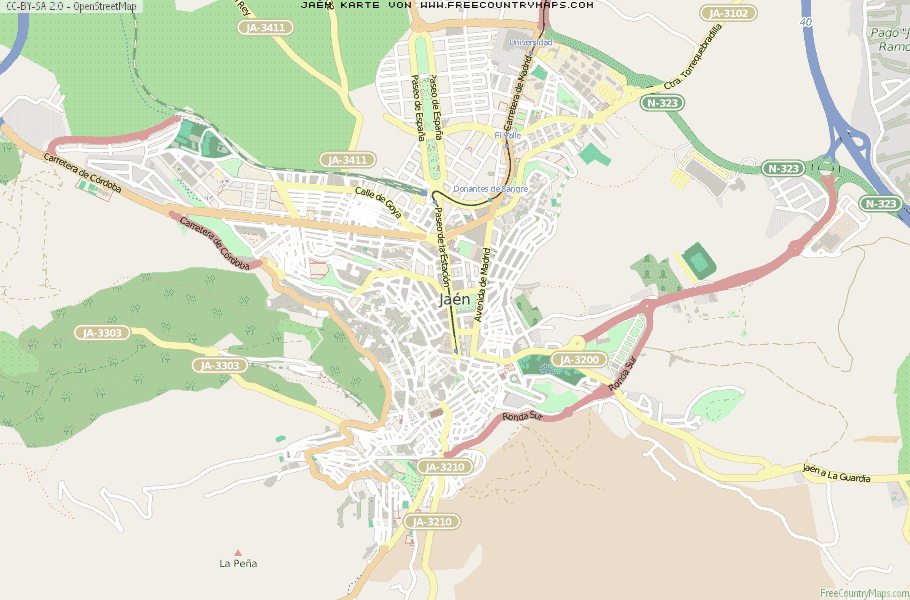 Karte Von Jaén Spanien