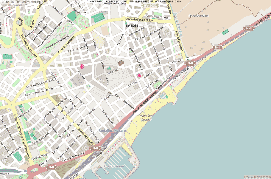 Karte Von Mataró Spanien
