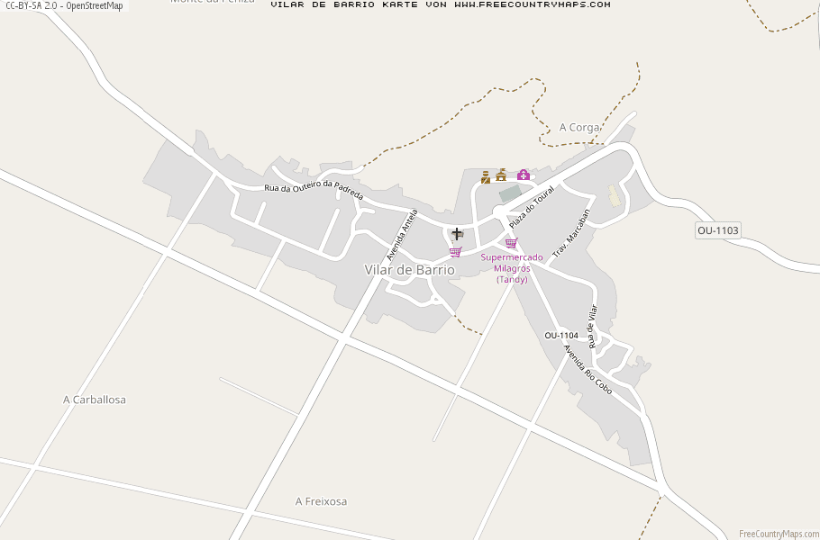 Karte Von Vilar de Barrio Spanien