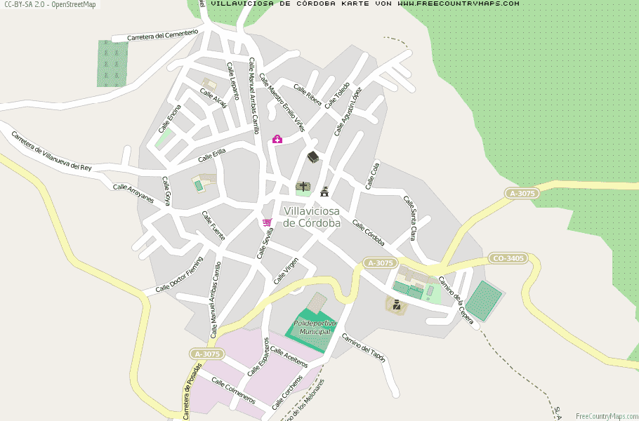 Karte Von Villaviciosa de Córdoba Spanien