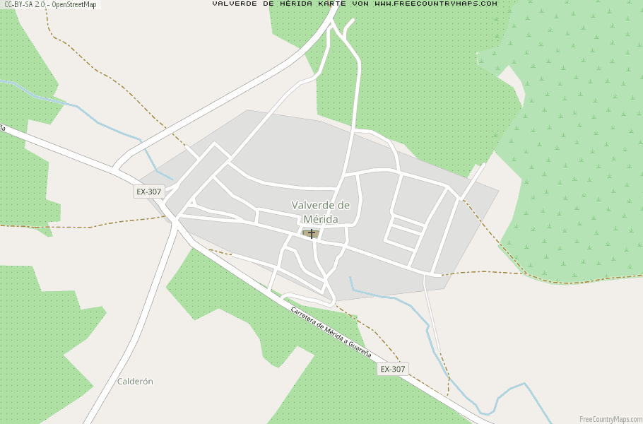 Karte Von Valverde de Mérida Spanien