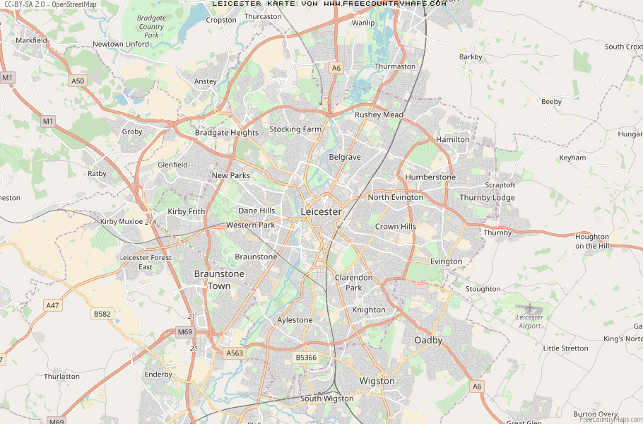Karte Von Leicester Vereinigtes Knigreich