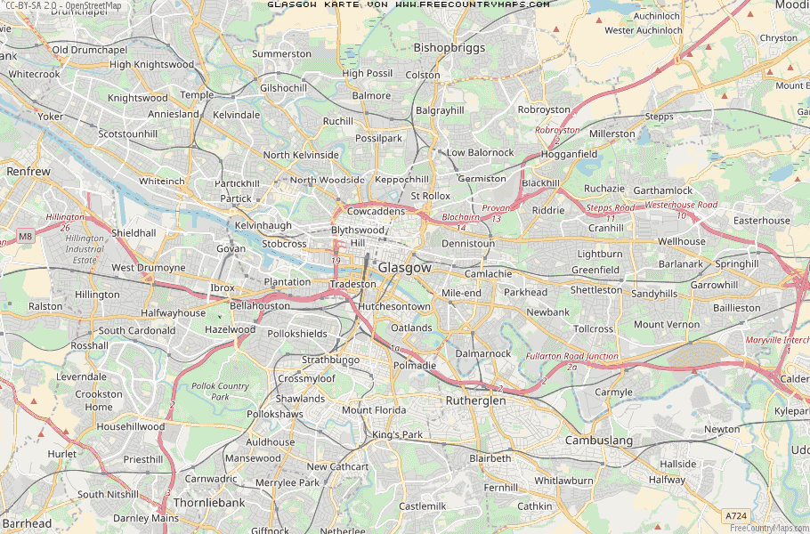 Karte Von Glasgow Vereinigtes Knigreich