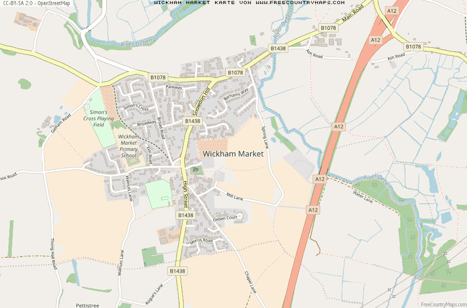 Karte Von Wickham Market Vereinigtes Knigreich