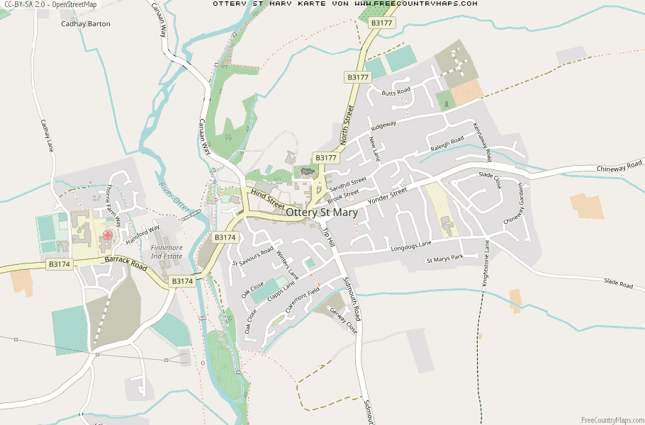 Karte Von Ottery St Mary Vereinigtes Knigreich
