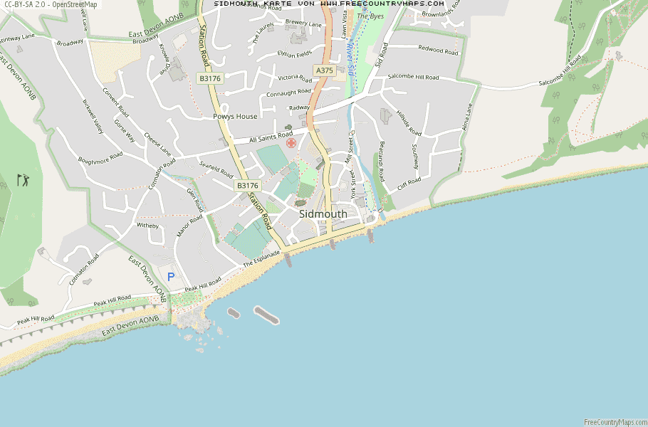 Karte Von Sidmouth Vereinigtes Knigreich