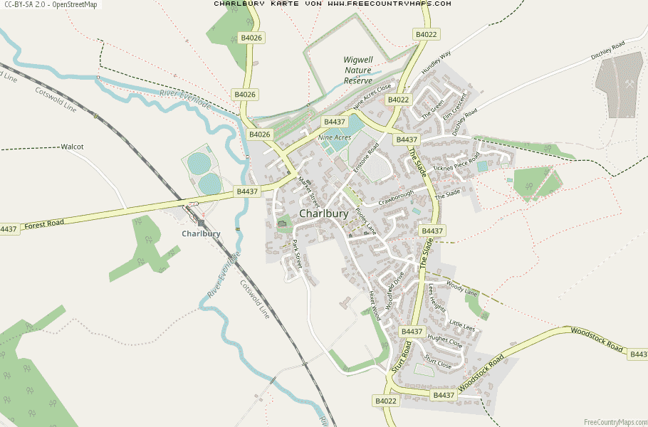 Karte Von Charlbury Vereinigtes Knigreich