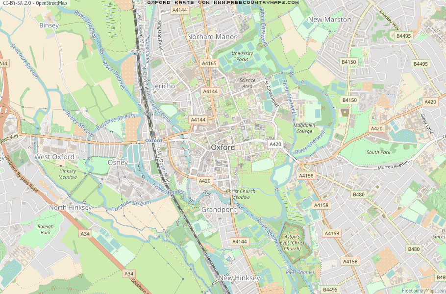Karte Von Oxford Vereinigtes Knigreich