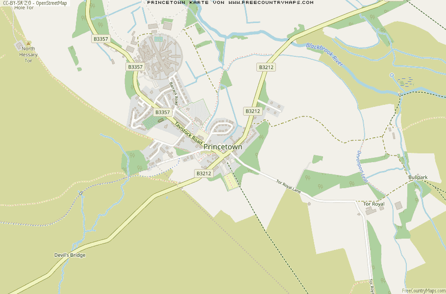 Karte Von Princetown Vereinigtes Knigreich