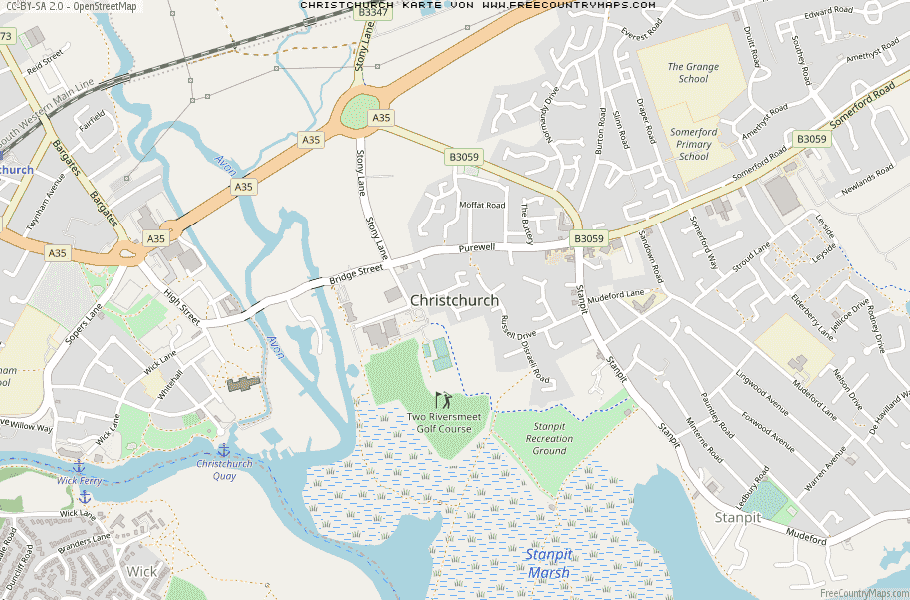 Karte Von Christchurch Vereinigtes Knigreich