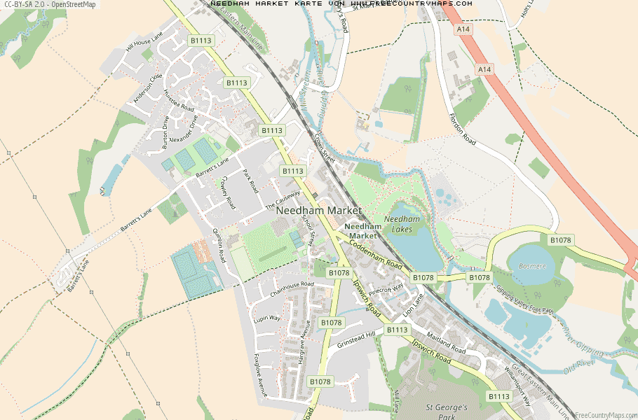 Karte Von Needham Market Vereinigtes Knigreich