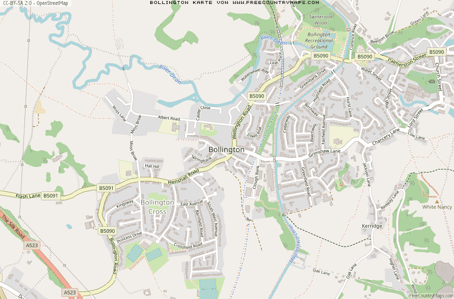 Karte Von Bollington Vereinigtes Knigreich