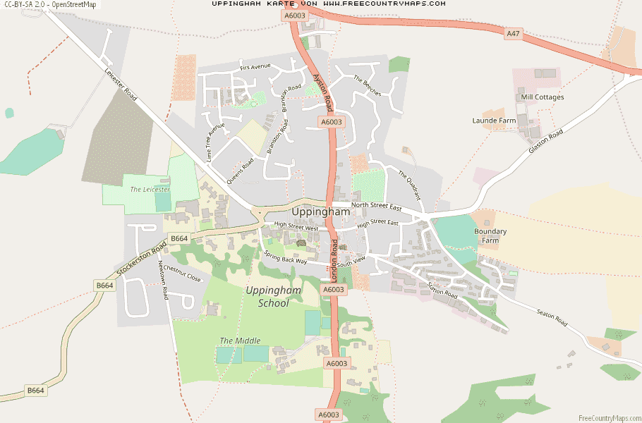 Karte Von Uppingham Vereinigtes Knigreich